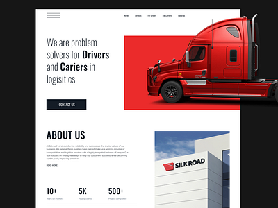 Landing page design for logistics company