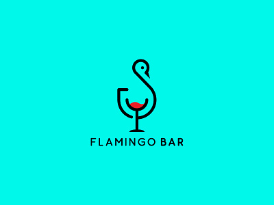 Flamingo Bar Logo Design branding design flat graphic design illustration logo minimal minimalist modern unique vector
