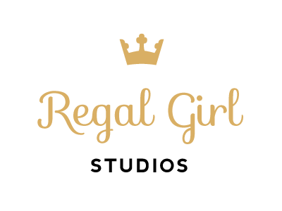 Regal Girl black crown elegant feminine gold logo