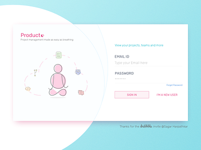 Hello Dribbble! debut login meditation product management