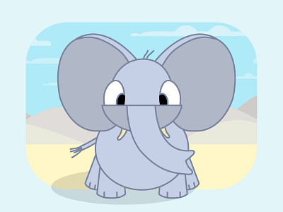 Elephant animal animals cartoon character cute elephant illustration simple vector
