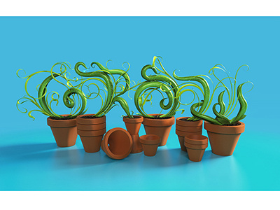 Grow Pots 3d 3dillustration 3ds max 3dtype cgi illustration lettering type typography vray