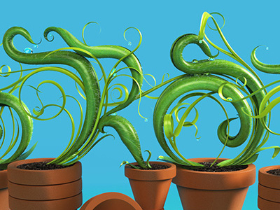 Grow Pots CU 3d 3dillustration 3ds max 3dtype cgi illustration lettering type typography vray