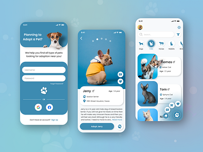 Pet app design UI