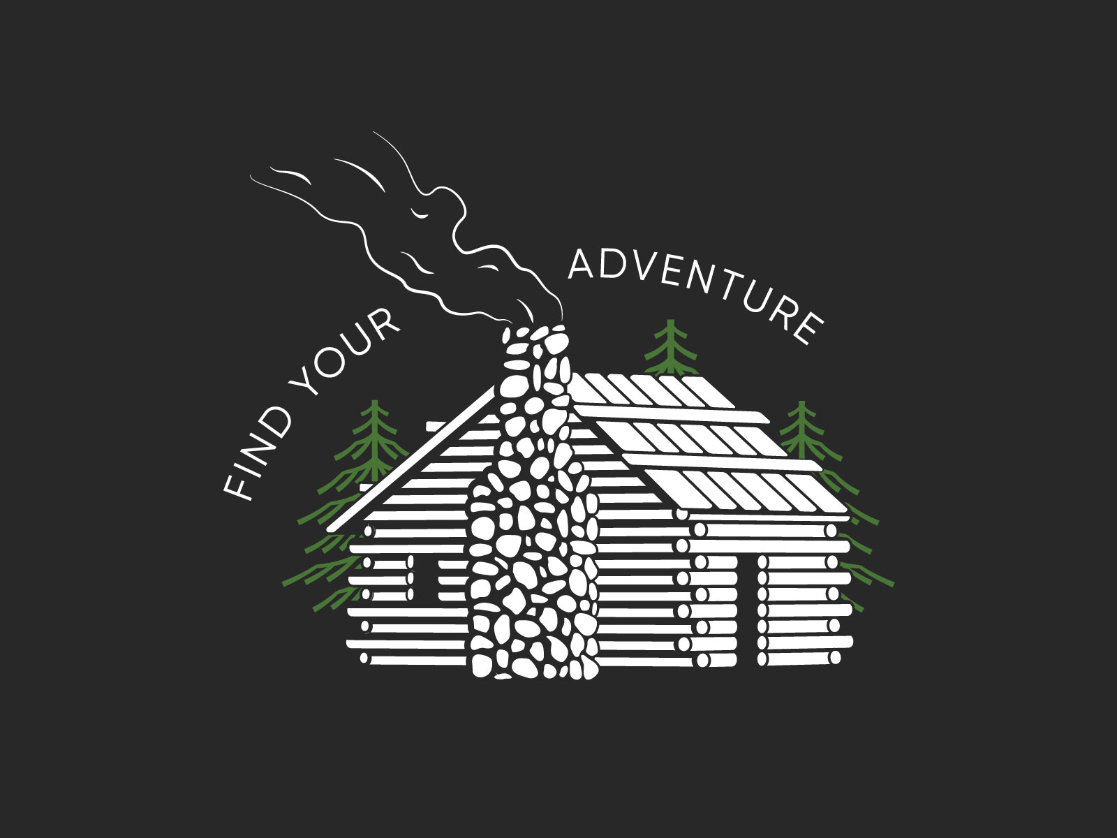 Find Your Adventure... In the Woods 2-colour apparel cabin design graphic design graphic tee illustration linework nature outdoor pinetree pioneer retro screenprint vintage vintage illustration