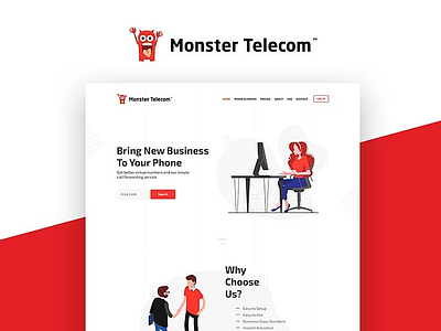 Monster telecom landing illustration landing ui