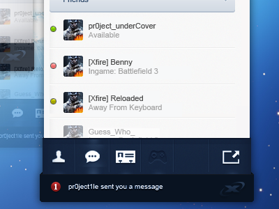 Xfire Concept - Client (Bottom) concept gui messenger redesign ui xfire