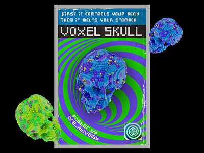 Voxel Skull Poster 3d 3dart c4d design modern neon poster skull trendy voxel