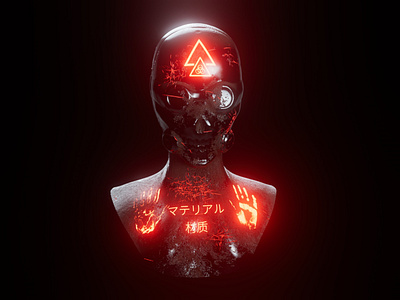 Neon Gas Mask Mannequin 3d 3dart c4d cyberpunk dark design gasmask modern neon red substancepainter