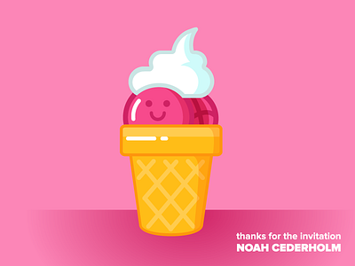 Ice Cream Cone cone cream design dribbble ice icon illustration invitation thank vector you