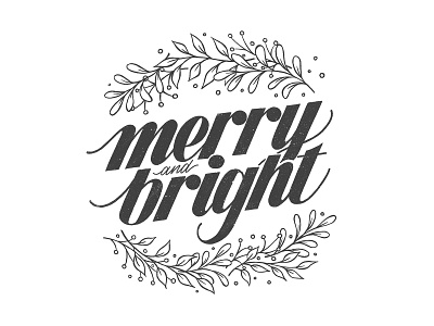 Merry & Bright drawing hand lettering handdrawn handlettering illustration ipad lettering lettering script sketchbook typography