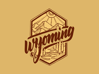 Wyoming Badge badge design drawing handlettering illustration lettering logo mountains outdoors patch patch design type typography wyoming