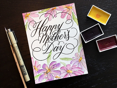 Mother's Day Card calligraphy drawing handdrawn handlettering lettering modern calligraphy mothers day paint type typography watercolor watercolor painting