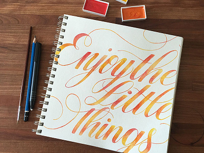 Enjoy the Little Things brush lettering calligraphy design draw graphic design hand lettering lettering painting sketchbook type typography watercolor