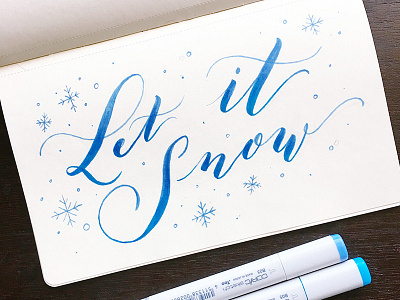 Let It Snow Brush Lettering calligraphy copic markers drawing handdrawn handlettering marker sketch sketchbook type typography