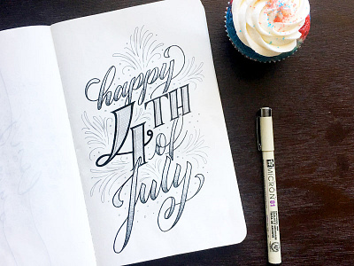 Happy 4th of July! 4th of july design drawing handdrawn handlettering illustration independence day ink sketch sketchbook type typography