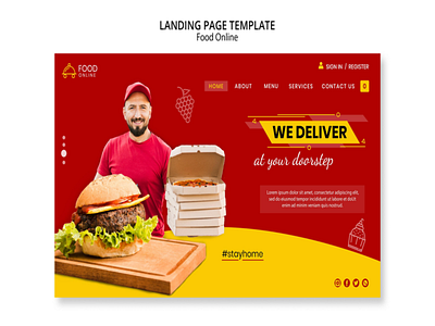 food-online-concept-landing-page-mock-up 3d animation branding graphic design logo motion graphics ui
