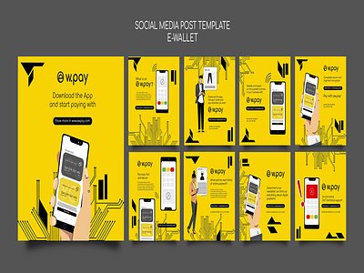 e-wallet social post template app template e wallet social post template template design