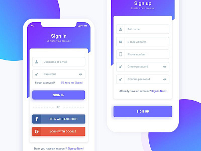 Sign-In Sign-Up App UI Kit interface menu sign in menuui kits design