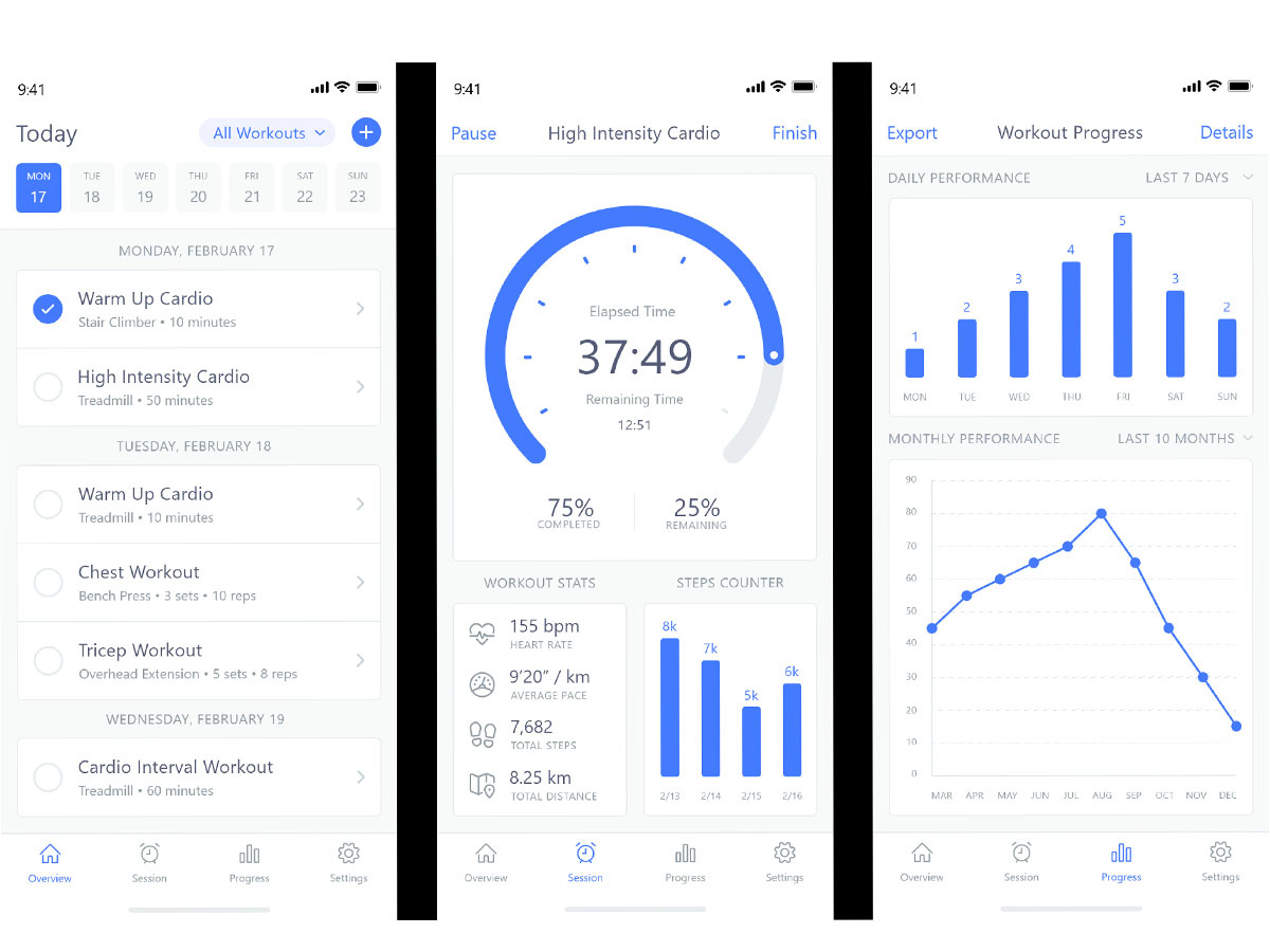 Workout tracking app by on Dribbble