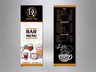 Dolce Vita Bar Menu branding design graphic design illustration typography vector