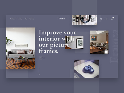 Frames. First section concept. clean concept e shop picture frames store ui ux web design