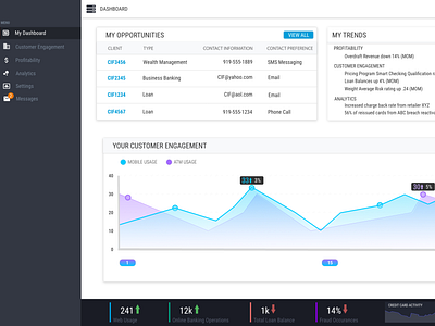 Customer Engagement Application dashboard