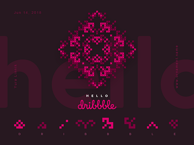 Hello Dribbble dribbble hello illustration ornament pattern pink ukraine