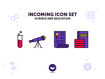 Education and Science Icon Set book chemistry education icon science set spicy icons telescope