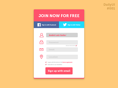 Sign up page - DailyUI #001 001 dailyui register sign up ui ui design user interface