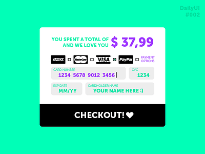 Credit Card Checkout - DailyUI #002 002 buy checkout credit card dailyui store ui user interface web