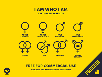 I Am Who I Am cisgender equality female free for commercial use freebie gay gender icon set lesbian male straight transgender