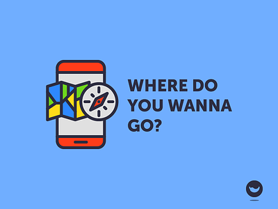 Where do you wanna go? app compass gps icon interface map mobile navigation phone spicy icons