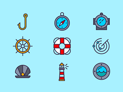 Nautical Icon Set compass icon set icons light house nautical radar sea spicy icons water