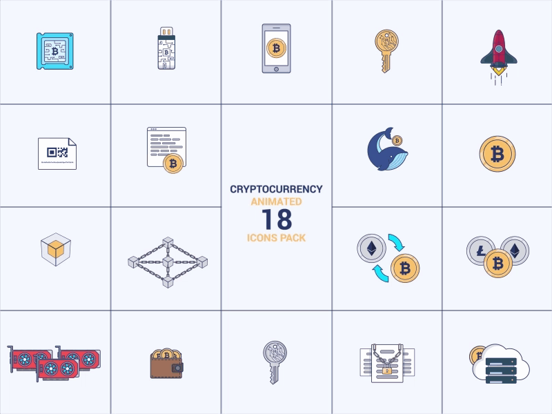 Cryptocurrency Animated Icons Pack