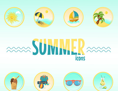Summer icons graphic design icons illustration summer