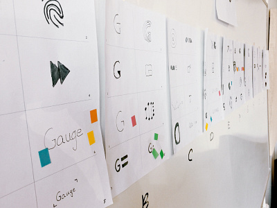All the colors! design gauge logo process review sketches typography