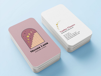 Moona Luna Skincare Studio Business Card Design bohemian branding graphic design logo design moon pastel print spiritual