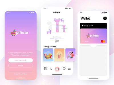 Piñata Loyalty Card app banking branding data data visualization design fintech graphic design icon illustration ios logo loyalty mobile screens saas typography ui uidesign ux vector