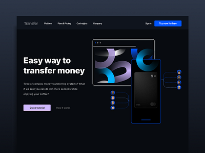 Money transferring service app application balance banking credit card darkui data design finance app fintech graphic design homepage illustration transaction ui ux