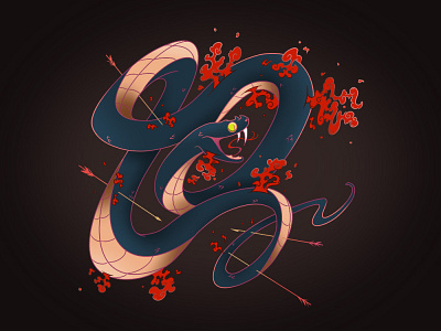 Snake No.2 animal arrows blue design illustration serpent snake