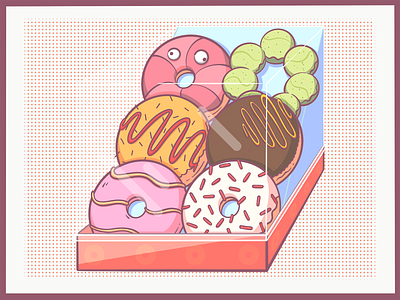 Donuts, Go Nuts! 🍩 cartoon concept art cute donuts food illustration mochi poster procreate snack
