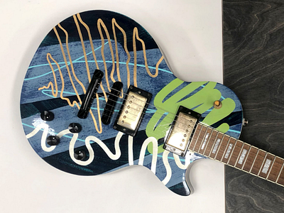 Custom Painted Guitar - by Brett Piva custom paint job gold leaf guitar hand painted
