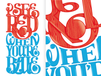 "I See Red" blue illustration red typography