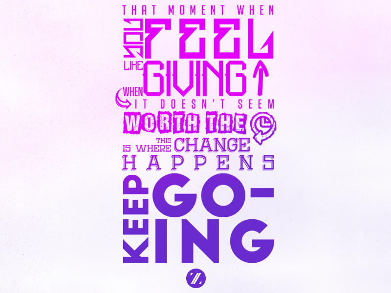 Motivation - Keep Going design letters motivation motivational pink poster purple quote text type typography vector