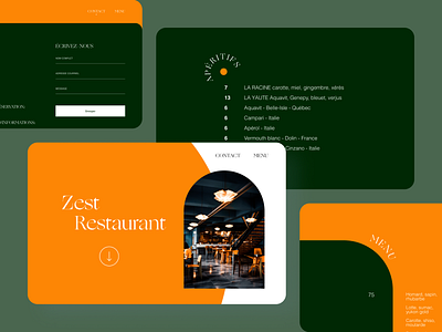 Zest Restaurant branding design graphic design restaurant site typographie ui ux uxui web web design website