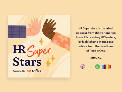 HR Superstars podcast 15five high five hr superstars illustration podcast