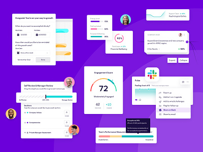 Simplified Product Screens 15five branding objectives okr performance product ui