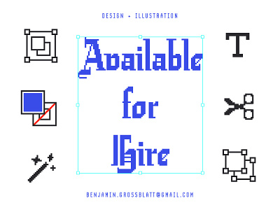 Available for Hire 🎉 available for hire design digital illustration freelance illustration pixel art typography vector