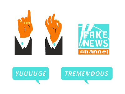 Yuuuuge editorial fake news illustration spot illustration tiny hands tiny man tremendous trump vector yuuuuge